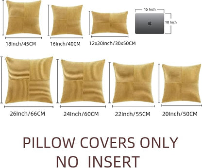 Fancy Homi 2 Packs Mustard Yellow Decorative Throw Pillow Covers 20x20 Inch - Image 7