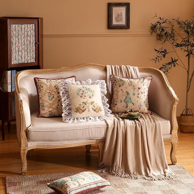 patdrea Designer Pack of 2 Square Throw Pillow Covers, Farmhouse Vintage Linen - Image 6