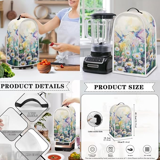 Hummingbird Toaster and Blender Cover Set Bread Maker Cover Flower Washable - Image 3