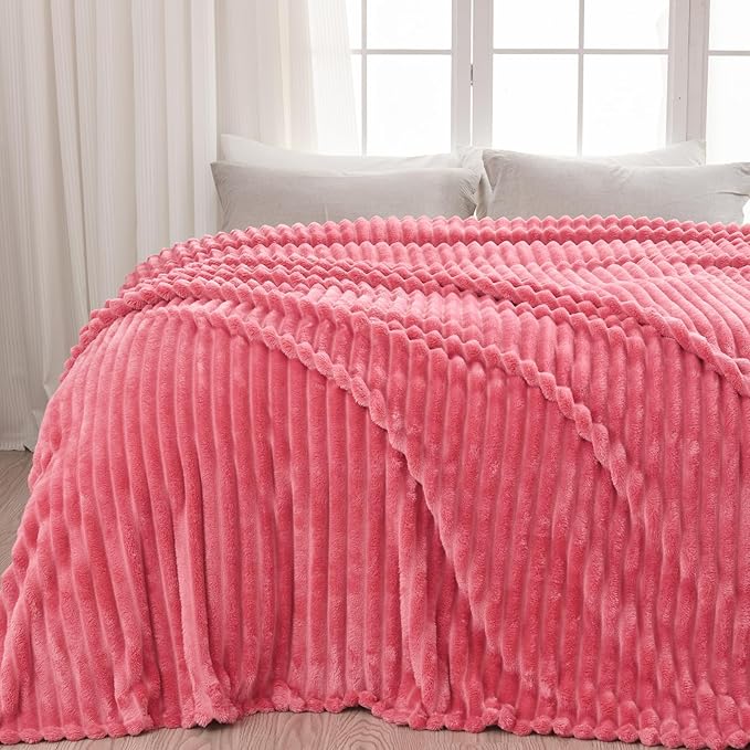 NEWCOSPLAY Super Soft Queen Blanket Coral Pink Premium Silky Flannel Fleece 3D by NEWCOSPLAY