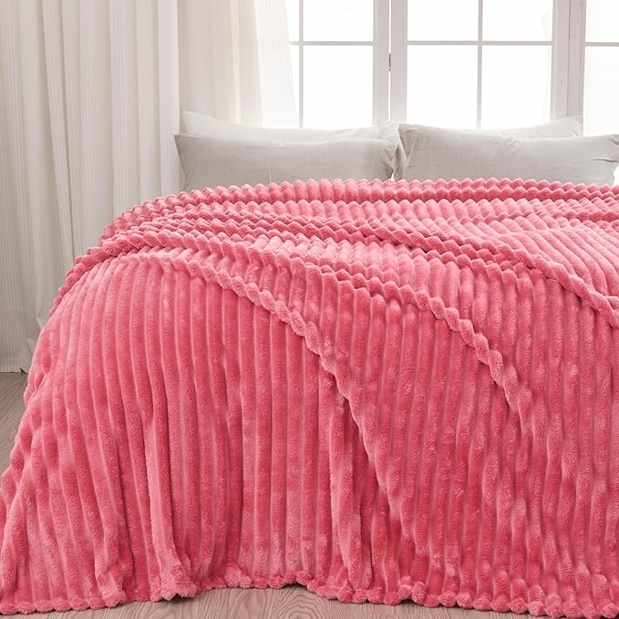 NEWCOSPLAY Super Soft King Blanket Coral Pink Premium Silky Flannel Fleece 3D by NEWCOSPLAY