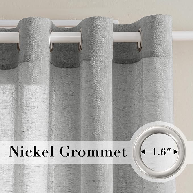 H.VERSAILTEX Ultimate Natural Effect Linen Semi-Sheer Curtains, Nickel Grommet - Image 2