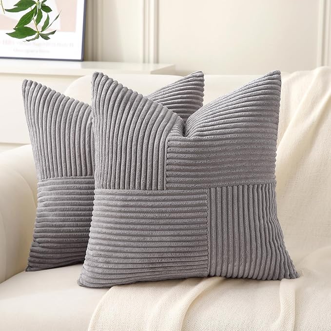 Gray Throw Pillow Covers 18x18 inch, Farmhouse Home Decor, Boho Decorative by Unknown