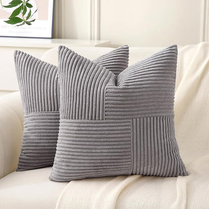 Gray Throw Pillow Covers 18x18 inch, Farmhouse Home Decor, Boho Decorative by Unknown