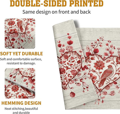 Valentine Wooden Heart Placemats Set of 4, 12x18 Inch Valentines Chinoiserie - Image 5