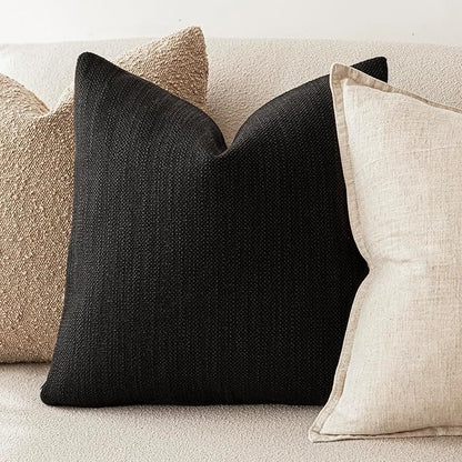 Foindtower Set of 2 Decorative Textured Burlap Linen Throw Pillow Covers - Image 4