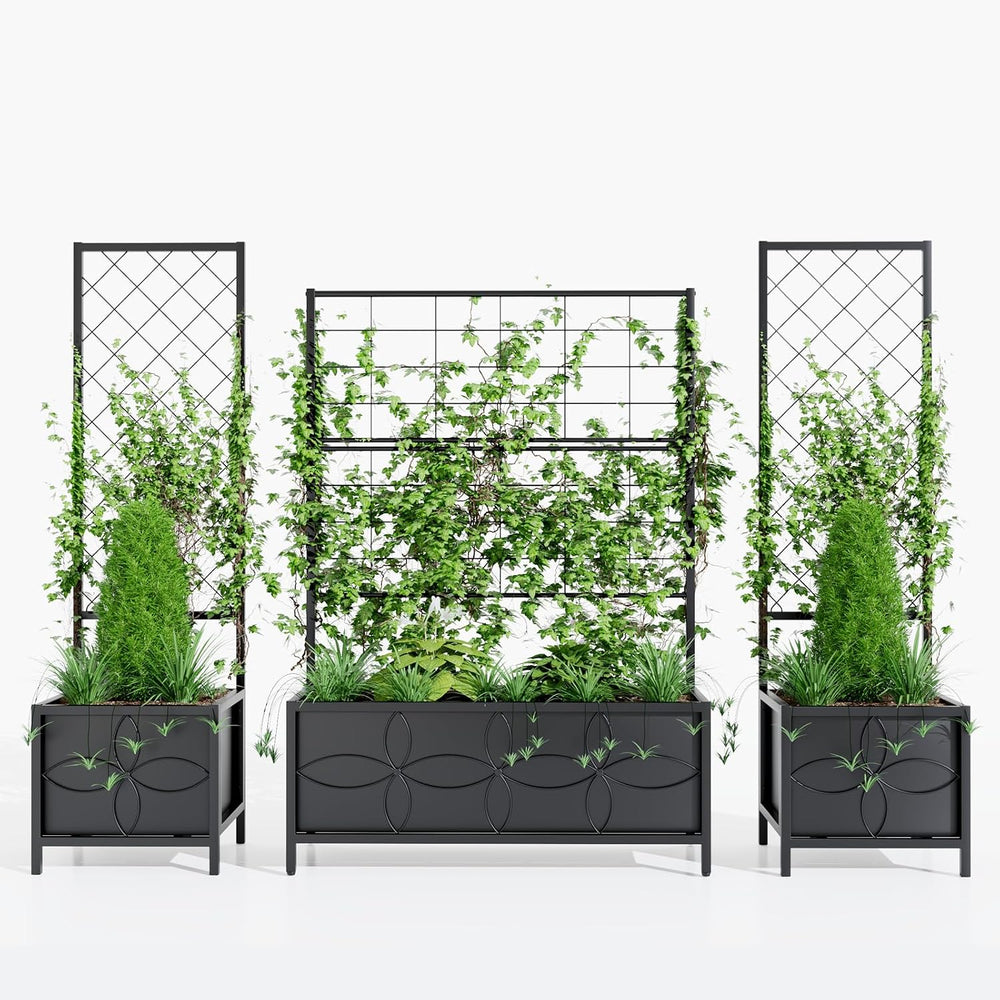 Zhongma Sturdy Raised Garden Bed with Trellis (15.75 x 35.43 x 48.8 in) for V...