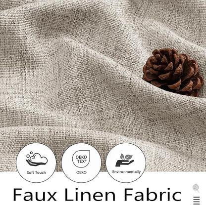 Linen Kitchen Curtains 45 Inch Length 2 Panels, Light Filtering Faux Linen - Image 2