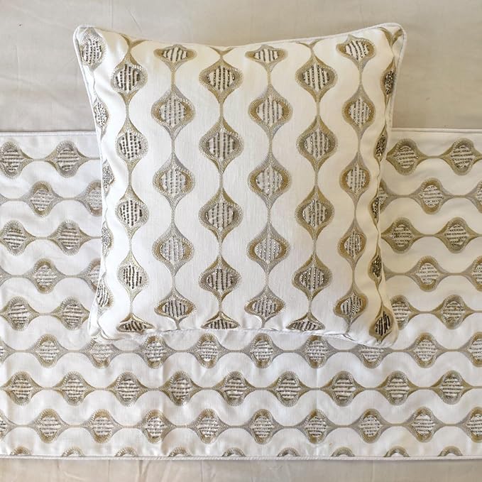 The HomeCentric King/Queen/Twin Beige Decorative Bed Runner King 90"x18" Bed - Image 3