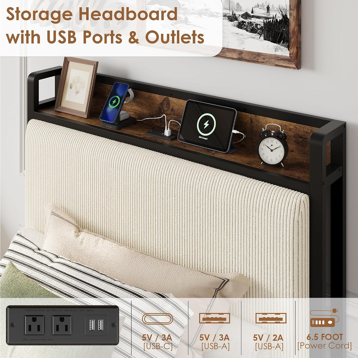 gaomon twin size bed frame with 2 drawers showing dimensions