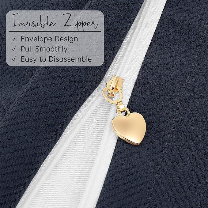 ZWJD Navy12x20 Pillow Covers Set of 2 Chenille Throw Pillow Covers - Image 3