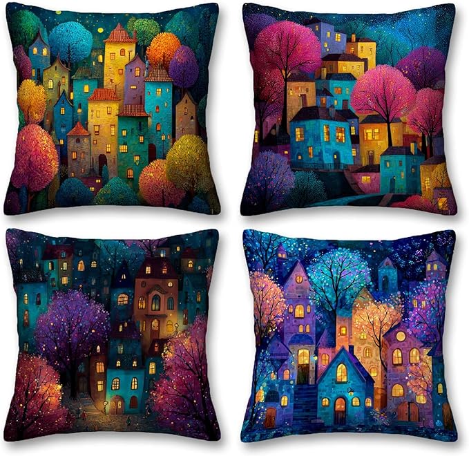 Throw Pillow Covers for Living Room | 18x18 Set of 4 Decorative Cushion Covers by YucZiken