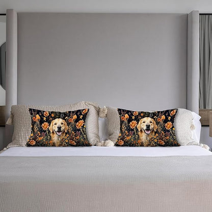 Moody Floral Golden Retriever Pillow Covers 12x20 Set of 2, Gifts - Image 4