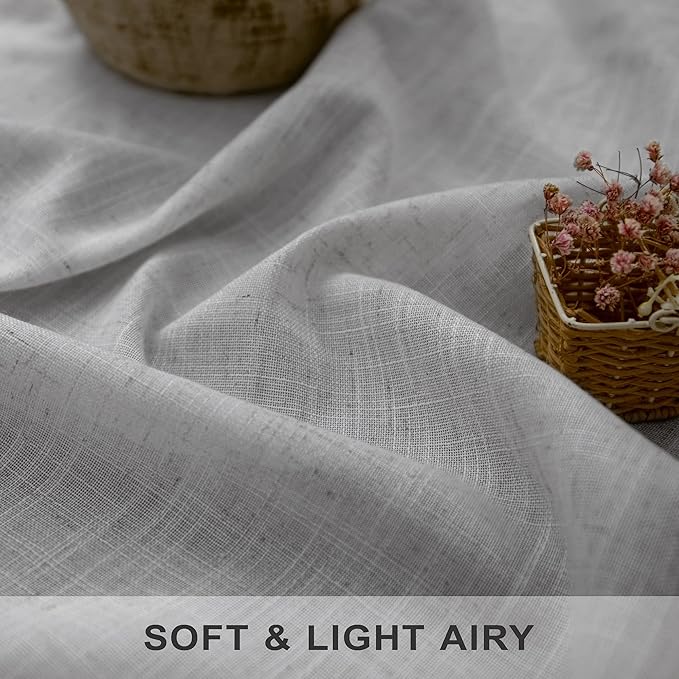 Light Grey Living Room Curtains 84 Inch Length 2 Panels Back Tab Pocket Light - Image 2
