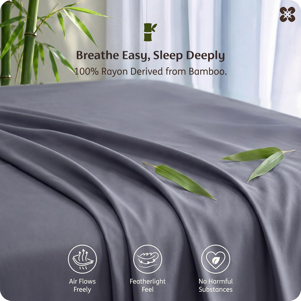 Bedsure PureWoven 100% Rayon Derived from Bamboo, Queen Sheets, 4 Pieces
