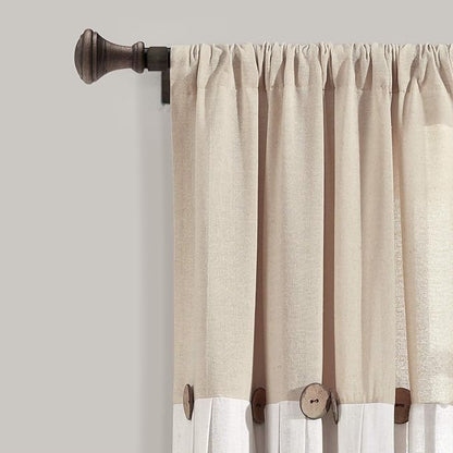 Lush Decor Linen Button Window Curtain Panel, Linen - Image 2