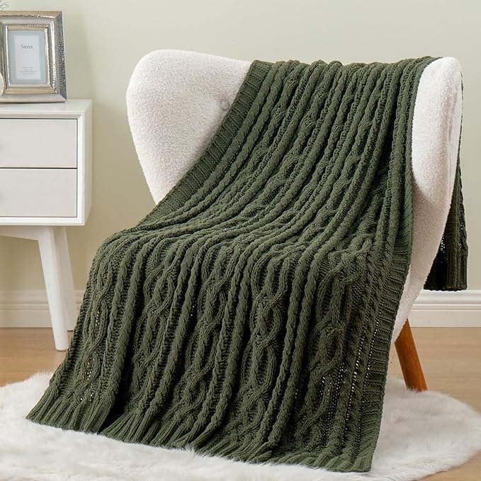 Battilo Olive Green Throw Blanket - Image 3