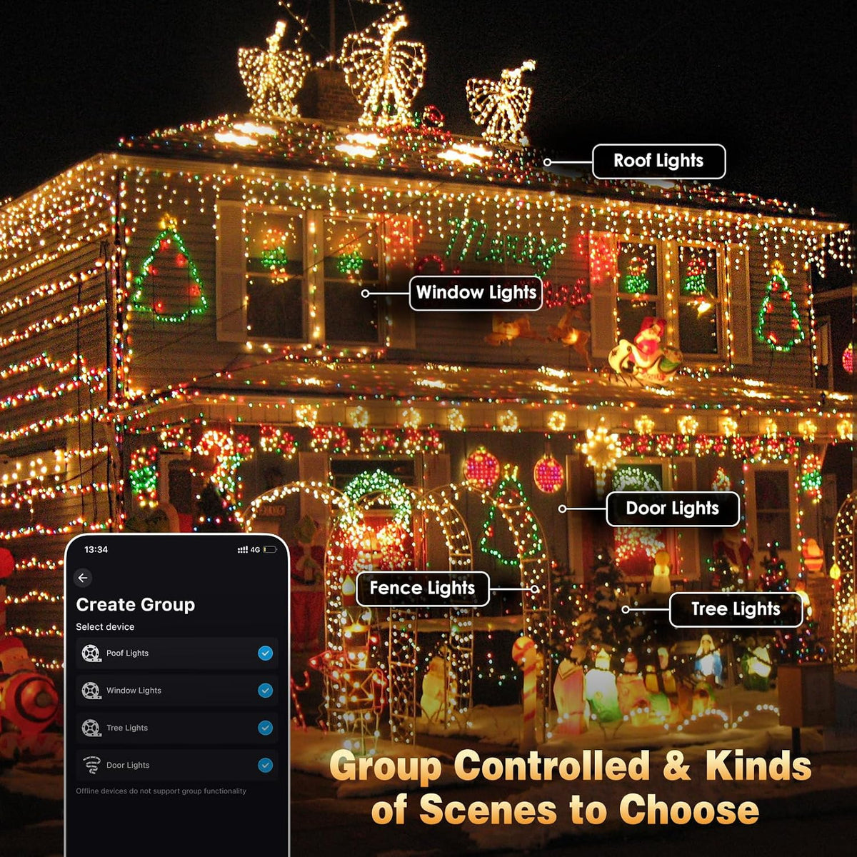 Smart Color Changing Christmas Halloween Tree Light String 79 FT 200 LED