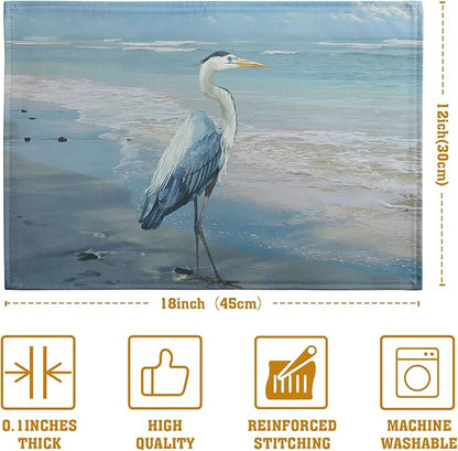 Blue Heron Placemats Set of 4 Summer Coastal Beach Pelican Placement Mats - Image 4