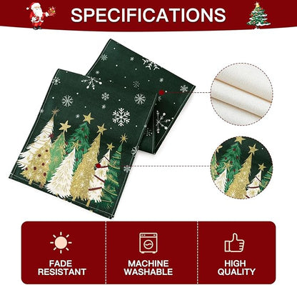 OTOSTAR Snowflakes and Christmas Tree Table Runner, Xmas Seasonal Winter - Image 7