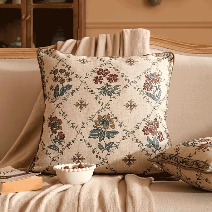 patdrea Designer Throw Pillow Covers Set of 2, Square Euro Retro Style Light - Image 2