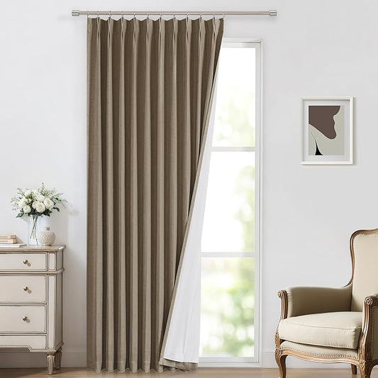 Vision Home Brown Pinch Pleated Full Blackout Curtains Linen Blended 60" Wide by VisionHome