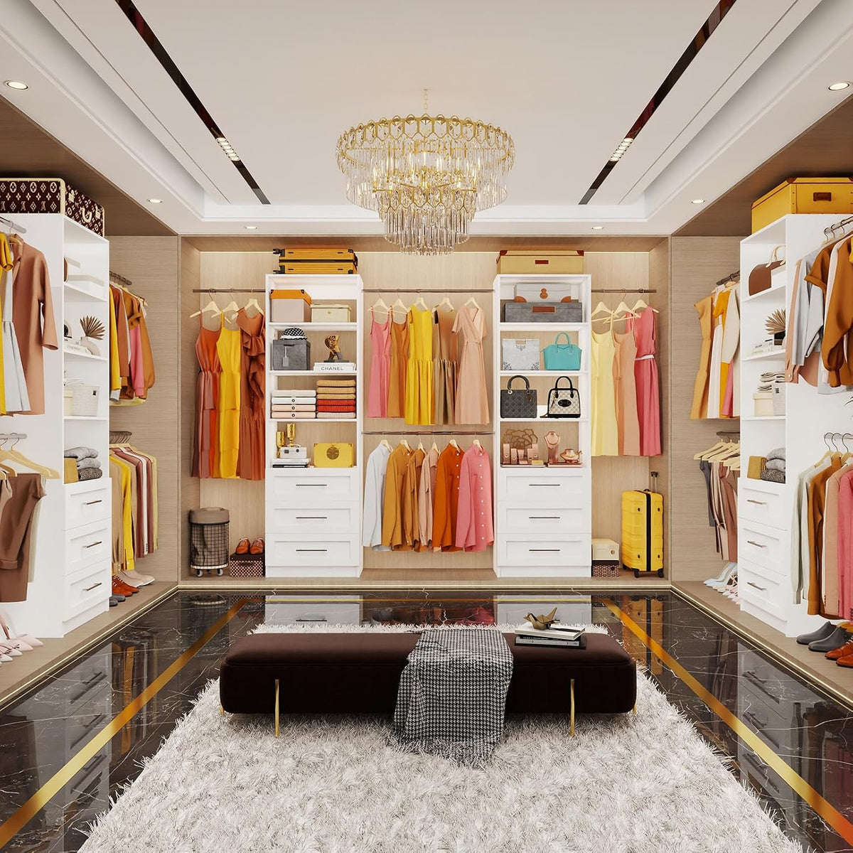 closet system with 6 drawers, 5-14ft custom closet, main product view
