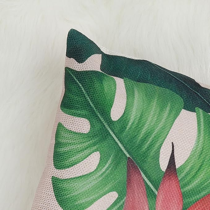 Bonhause Tropical Leaves Throw Pillow Covers 12 x 20 Inch Green Palm Leaf - Image 4