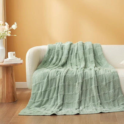 Snuggle Sac Faux Fur Checkered Blanket Twin Size - Image 7