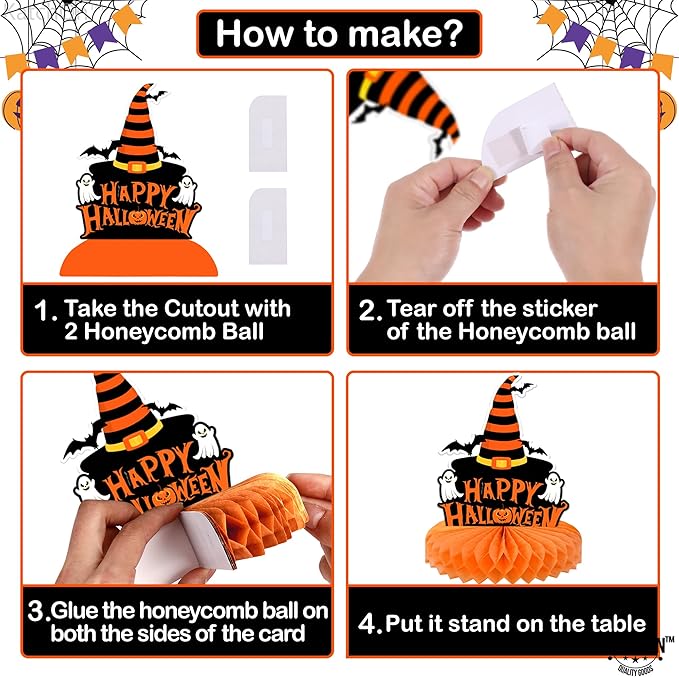 KatchOn, Halloween Centerpieces for Tables - Pack of 9 | Witch Halloween Table Centerpiece, Halloween Table Decorations | Orange and Black Halloween Centerpiece | Spooky Halloween Decorations Indoor