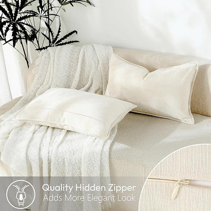 Stellhome Set of 2 Super Soft Textured Decorative Pillow Covers Lumbar Chenille - Image 4