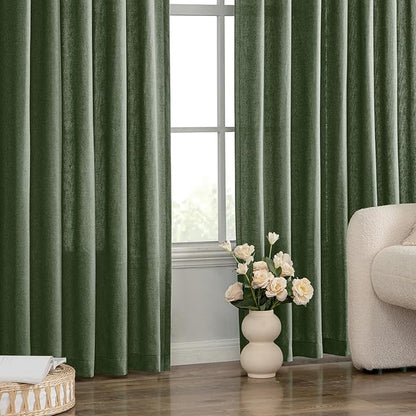 MIULEE Non-See-Through Privacy Linen Curtains 2 Panels, Olive Green Light - Image 8