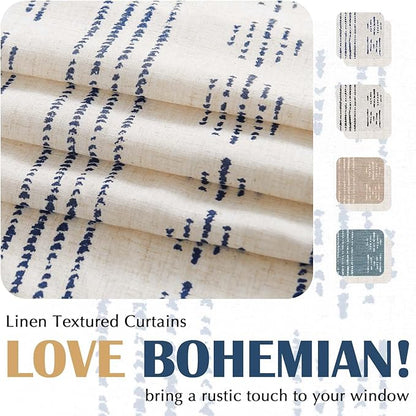 jinchan Boho Kitchen Linen Tier Curtains 30 Inch Bohemian Cafe Curtains - Image 4