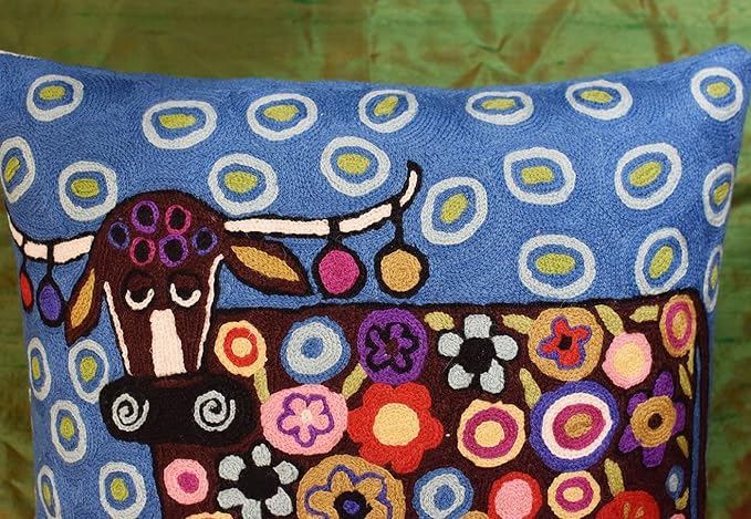 Cow Pillow Cover Karla Gerard Animal Cow-Themed Throw Kids Room Pillowcase Blue - Image 4