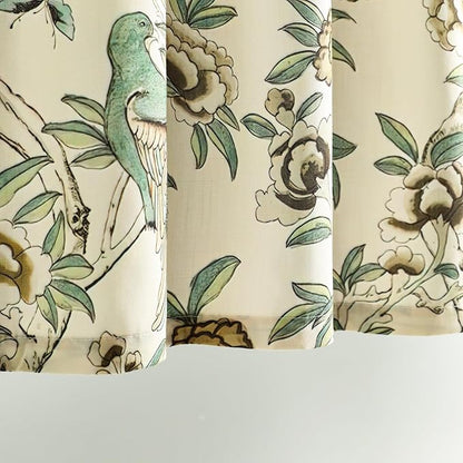 Leeva Floral Print Short Window Curtains, Farmhouse Style Soft Faux Linen Half - Image 5