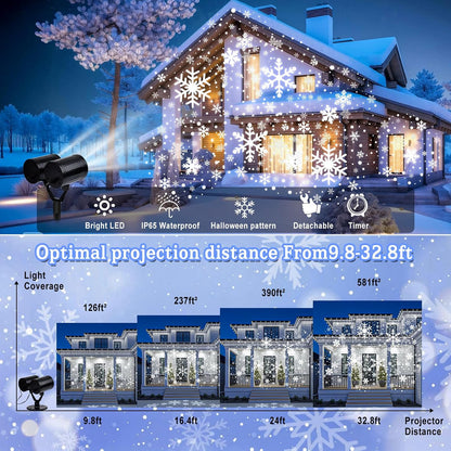 christmas snowflake projector lights double head dynamic snowflake shown in use
