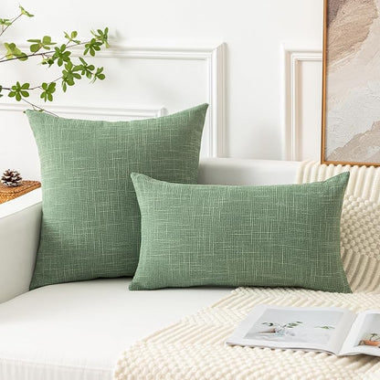 Kevin Textile Set of 2 Sage Green Pillow Covers 20 x 20 Inch Spring Farmhouse - Image 5