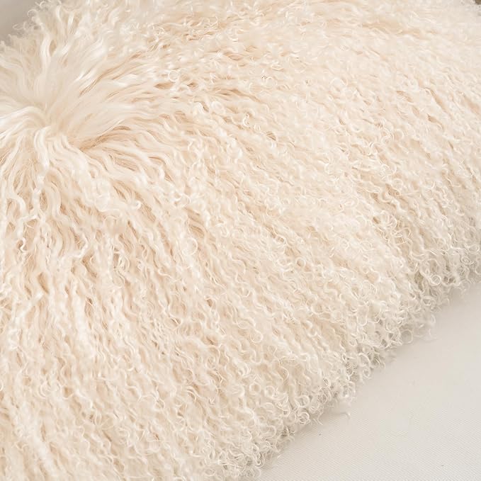 Genuine Mongolian Lamb Fur Pillow Cover – 12"x20" Rectangular Cushion Case – - Image 6