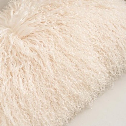 Genuine Mongolian Lamb Fur Pillow Cover – 12"x20" Rectangular Cushion Case – - Image 6