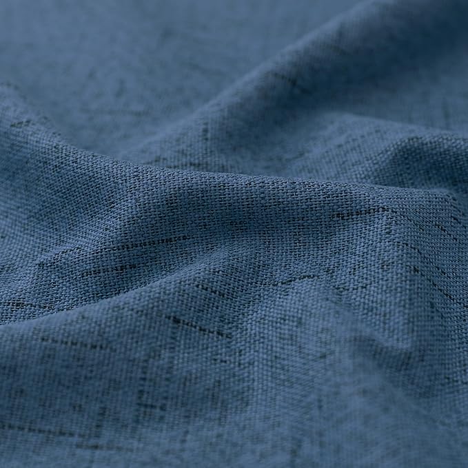 KOUFALL Denim Blue Back Tab Linen Blackout Curtains 92 Inches Long - Image 7