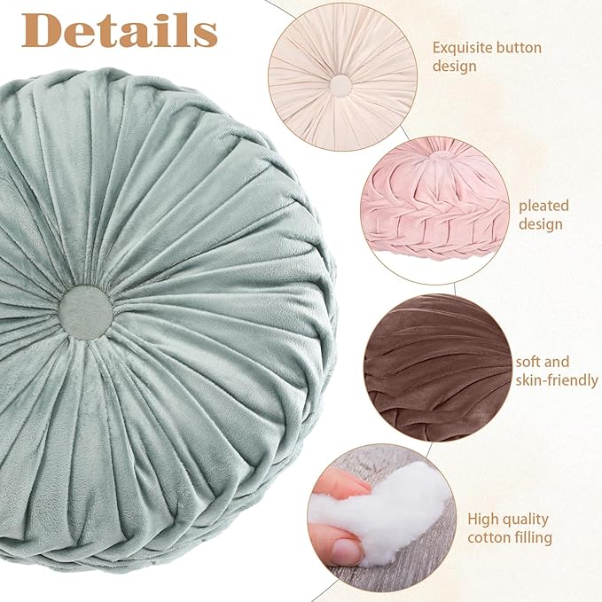 Yerliker 6 Pcs Floor Pillow Cushions 15inch Round Velvet Throw Pillows Colorful - Image 3