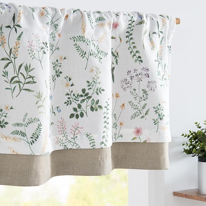 JINCHAN Linen Double Layer Valance Curtain by JINCHAN