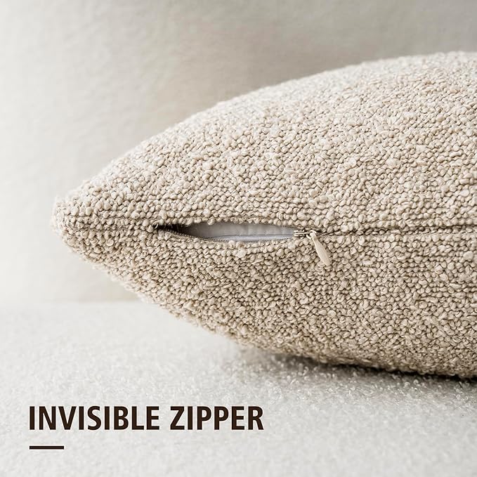 Foindtower Set of 2, Decorative Textured Boucle Throw Pillow Covers Accent - Image 2