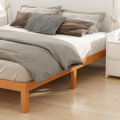 olixis queen 12 inch solid wood platform bed showing dimensions