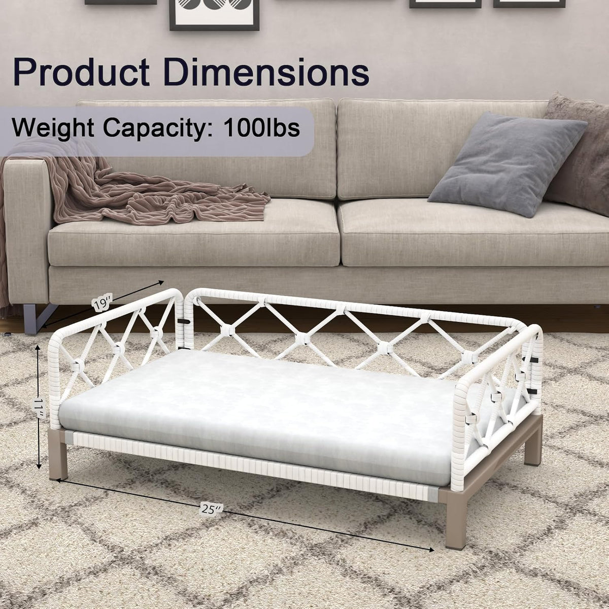 dog sofa bed, elevated dog couch with washable, package contents