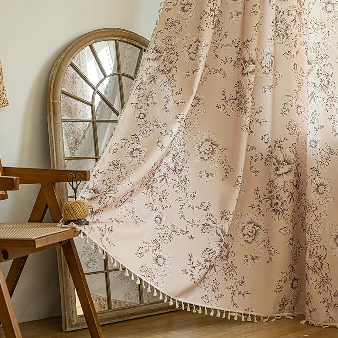 ENJOYBRIDAL Floral 63 Inch Curtains 2 Panel Set Living Room Farmhouse Drapes by ENJOYBRIDAL