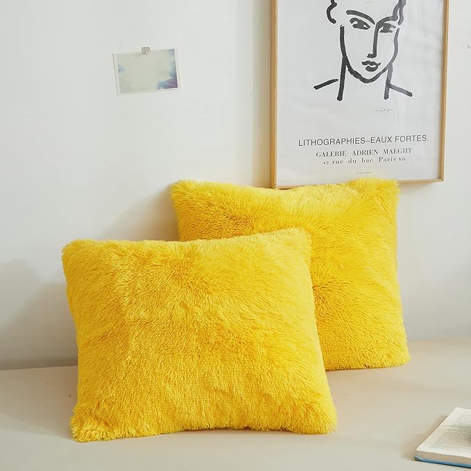 XeGe Faux Fur Throw Pillow Covers, Luxury Fluffy Plush Pillow Shams, Shaggy by XeGe