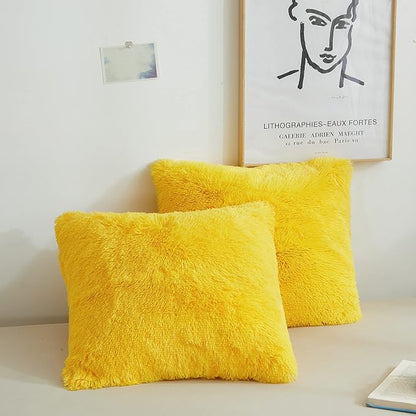XeGe Faux Fur Throw Pillow Covers, Luxury Fluffy Plush Pillow Shams, Shaggy by XeGe