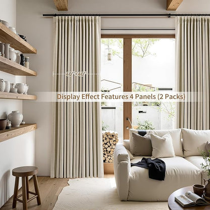 Joywell Pinch Pleated Linen 100% Blackout Curtains 96 Inches Long 2 Panels Set - Image 7