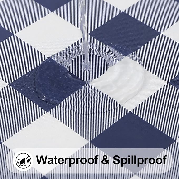 Smiry Rectangle Picnic Table Cloth, Elastic Waterproof Fitted Vinyl Tablecloths - Image 3